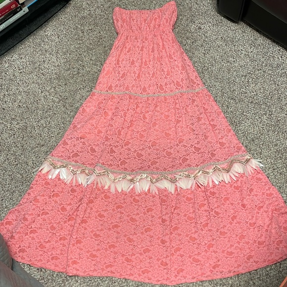 New PHO Firenze strapless lace shell adorned midi dress - Picture 1 of 5